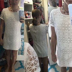 Lulus love you for eternity white lace shift dress